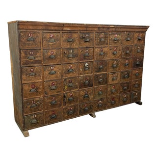Large Antique Industrial Bank of Drawers with 48 Drawers, 1920s For Sale