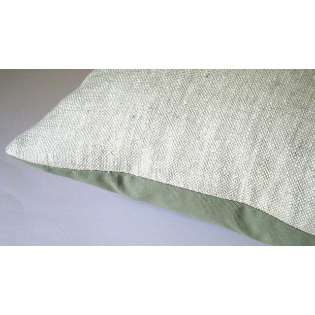 Ivory & Sage Green Raw Silk Tweed Pillow Cover Chairish