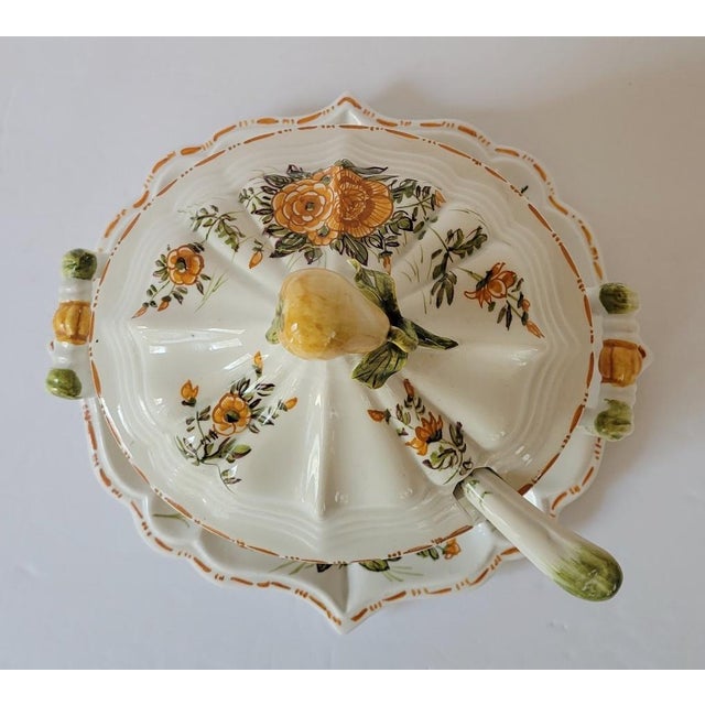 Vintage Italian Porcelain Floral Sauce Tureen With Underplate and Ladle ...