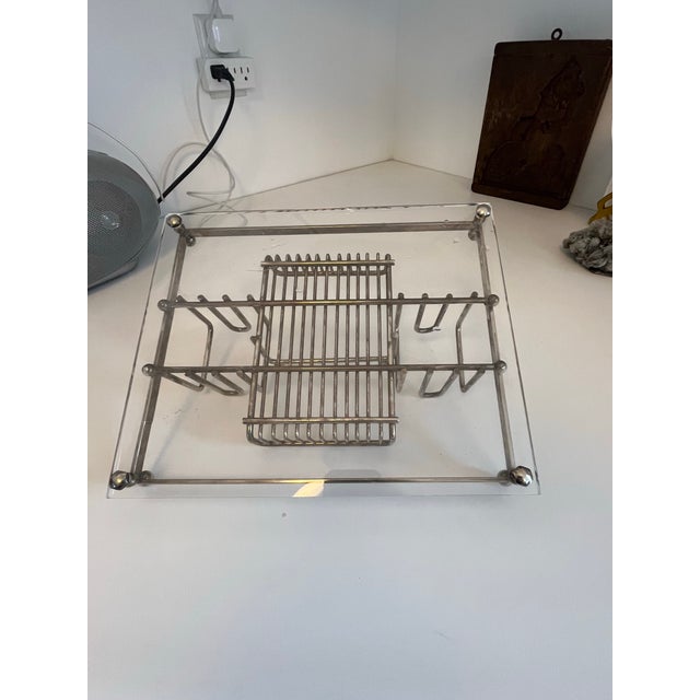 Vintage Chrome & Glass Stationary Holder For Sale - Image 4 of 7