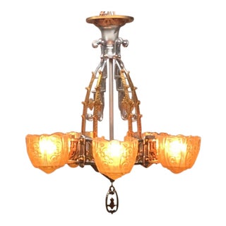 1930s Art Deco Chandelier by Lincoln Manufacturing For Sale