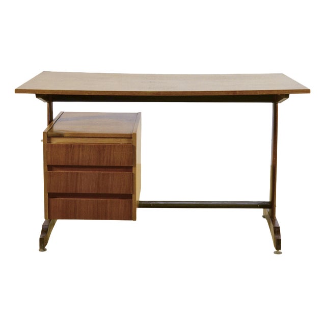 Nordic Teak Desk with Drawers, 1970s For Sale