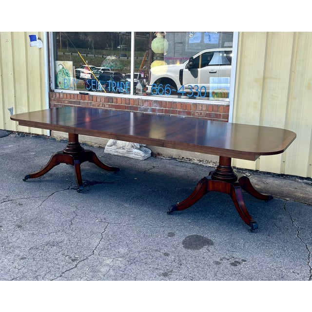 Late 20th Century Regency Style Flame Mahogany Dining Table Attributed to Maitland-Smith For Sale - Image 15 of 18