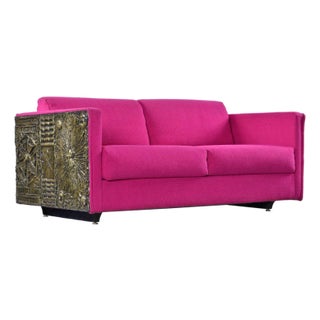 Adrian Pearsall Craft Associates Pink Paul Evans Style Brutalist Loveseat Sofa For Sale