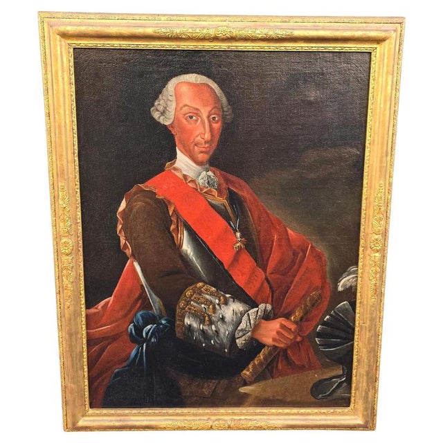 Circle of Giuseppe Bonito, Portrait of Charles of Bourbon as King of Naples, Oil on Canvas, Framed For Sale - Image 13 of 13
