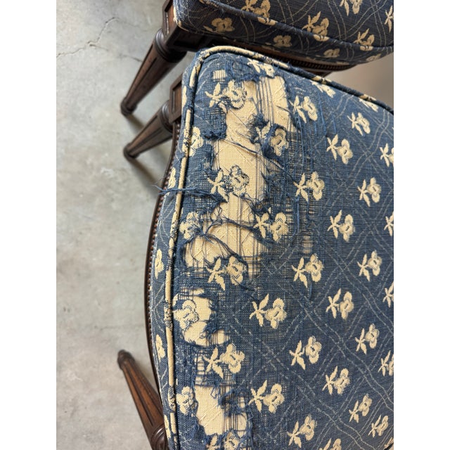 Vintage French Country Louis XVI–Style Carved Wood Frame Dining Chairs – Set of 4 For Sale - Image 9 of 12