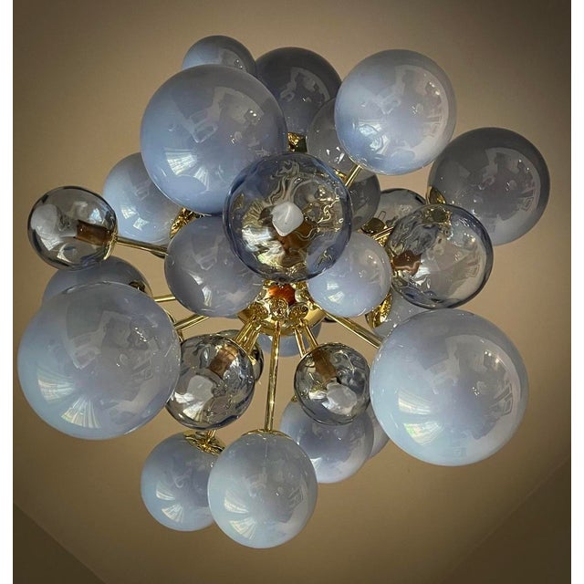 Blue Midcentury Chandelier in Blue, 2000 For Sale - Image 8 of 11