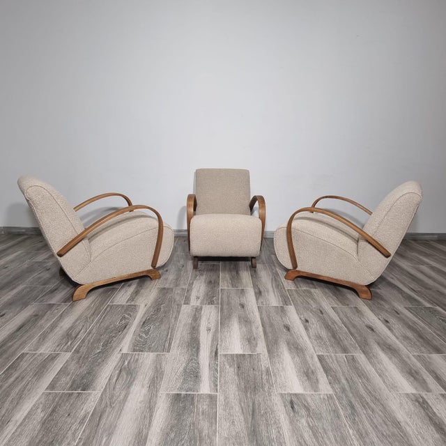Lounge Chairs by Jindrich Halabala, 1940s, Set of 3 For Sale - Image 4 of 18