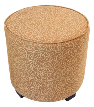 Moroccan Pouf Upholstered in Gold Fabric Stool
