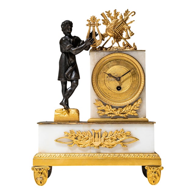 Mantel Clock with Orpheus Figure, 1800s For Sale