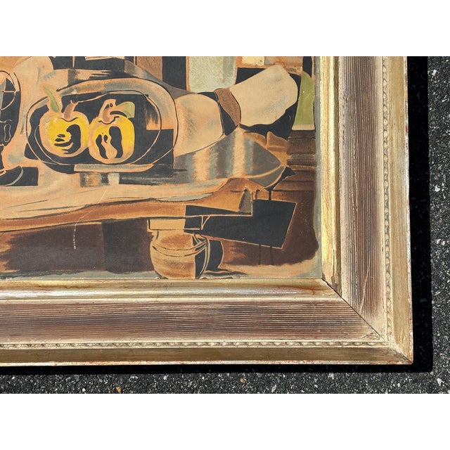 Mid 20th C. Original Cubist Style Print on Board in Significant Period Frame For Sale - Image 9 of 11