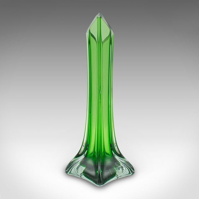 Small Vintage Single Stem Vase, Scandinavian, Glass, Posy Sleeve, Mid Century For Sale - Image 4 of 9