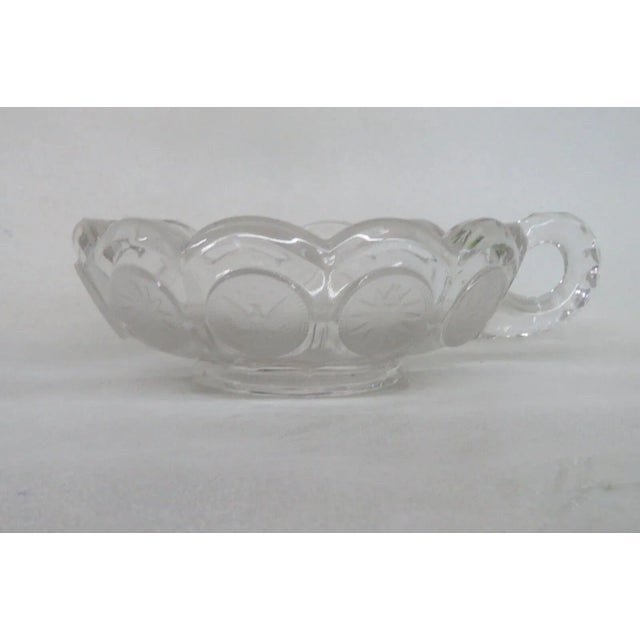 Mid-Century Modern Fostoria Coin Glass Clear Eagle and Torch Nappy Candy Dish With Handle For Sale - Image 3 of 8