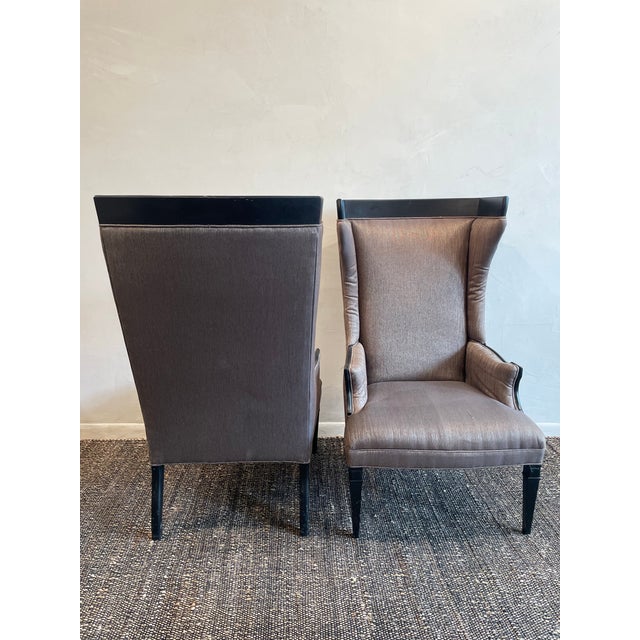 Wood 1960s Vintage High Back Wing Chairs - A Pair For Sale - Image 7 of 7