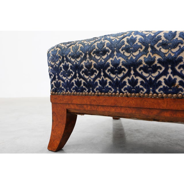 20th Century Art Deco Upholstered Ottoman with Sabre Legs, France, 1950s For Sale - Image 4 of 11