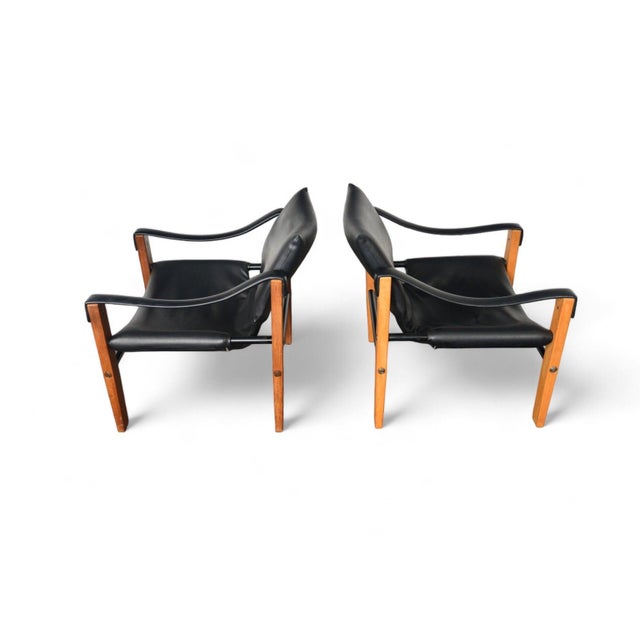 Arkana Furniture Pair of Mid 20th Century Maurice Burke Safari Lounge Chairs + Ottoman For Sale - Image 4 of 10