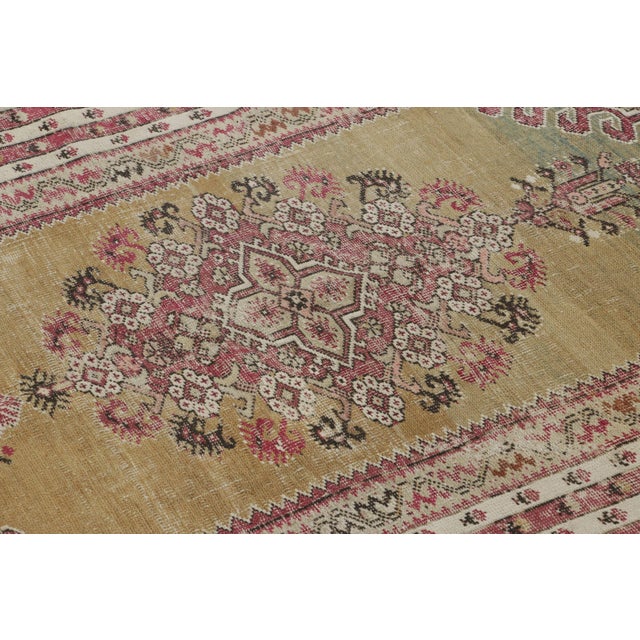 Traditional Antique Ghiordes Rug, Gold & Red With Intricate Medallion Pattern - Rug & Kilim For Sale - Image 3 of 7