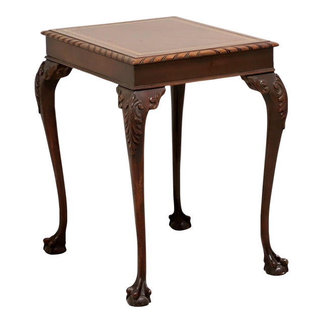 Superior Table Mahogany Chippendale Leather Top Ball in Claw End Side
