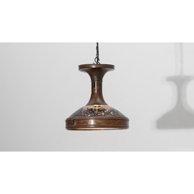 Early 20th Century 1920s French Copper Industrial Pendant Lamp For Sale - Image 5 of 18