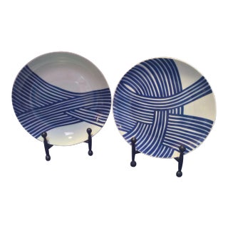 John Newdigate for West Elm Mid Century Styled Decorative Plates - A Pair For Sale
