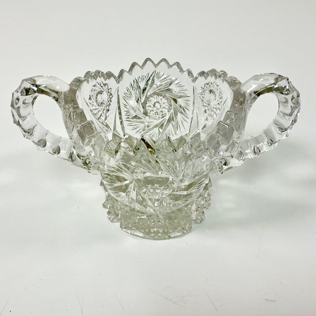 Late 1800s Antique Boho Chic Hollywood Regency American Brilliant Cut Creamer & Sugar - A Pair For Sale - Image 10 of 17