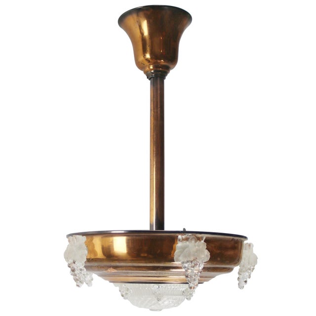 French Art Deco Brass Pendant Light For Sale - Image 12 of 12