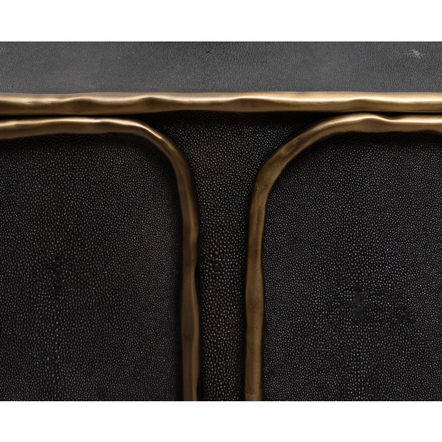 Buffet in Black Shagreen With Bronze Patina Brass Detail by R&y Augousti For Sale In Los Angeles - Image 6 of 9