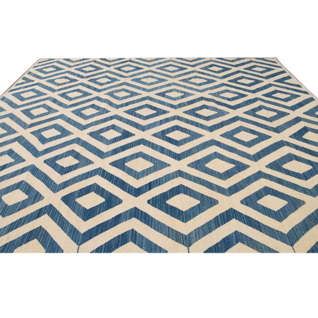 Doris Leslie Blau Vintage Geometric Light Beige Hand-Knotted Wool Rug For Sale In New York - Image 6 of 17