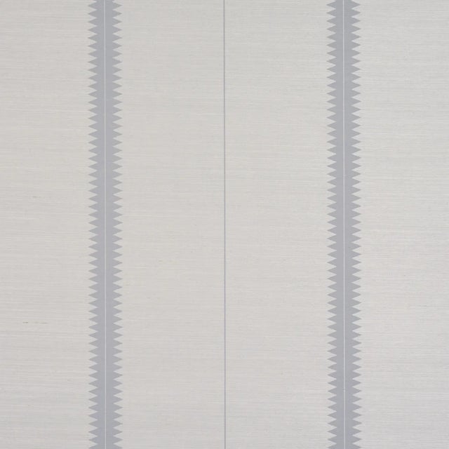SAMPLE - Schumacher Bristle Stripe Sisal Wallpaper In Dove For Sale