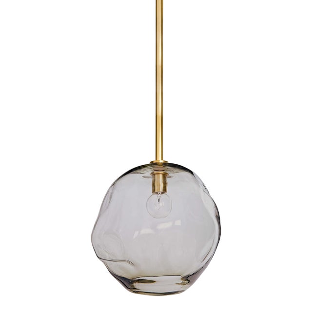 Regina Andrew Molten Pendant Large With Smoke Glass in Natural Brass For Sale