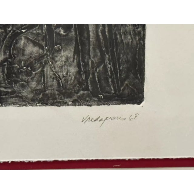 1960s Freida Vredaparis (1928-) 1968 Surrealist Collagraph Print "Bourinage" Sgd. 3/25 For Sale - Image 5 of 6