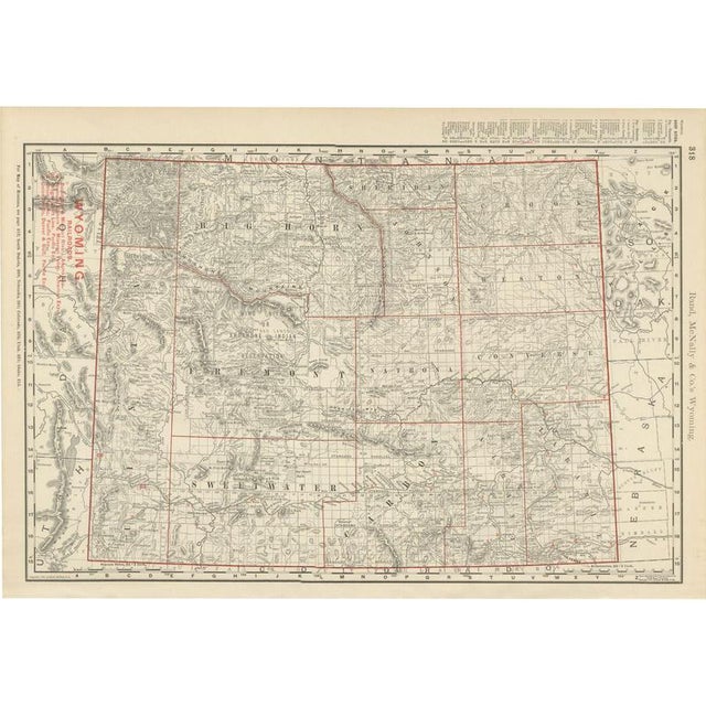 Antique Map of Wyoming The Cowboy State by Ran McNally, 1899 For Sale - Image 12 of 12
