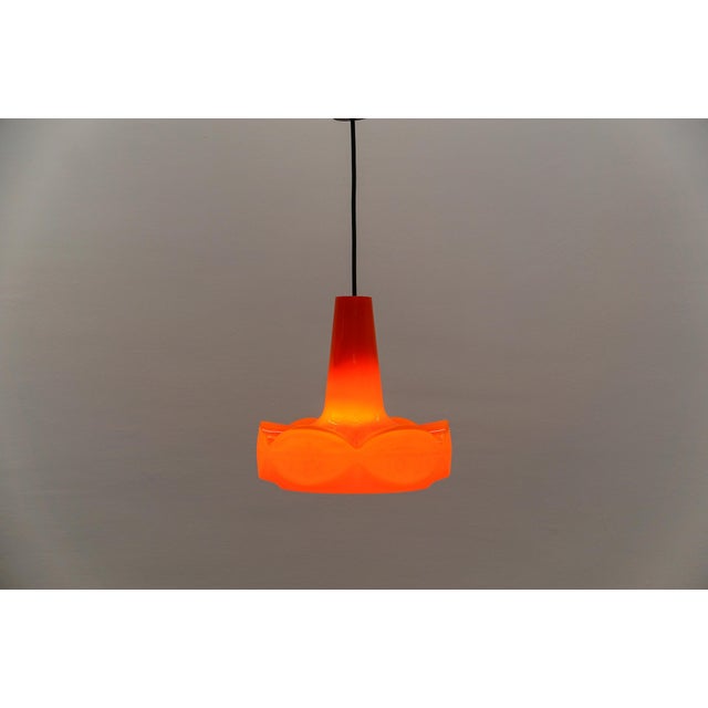 Vintage Orange Glass Hanging Lamp from Peill & Putzler, 1960s For Sale - Image 4 of 10