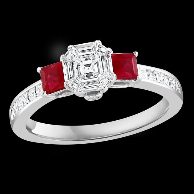 0.70 Ct Natural Ruby & 0.75 Ct Diamond 18 Karat White Gold Cocktail Ring For Sale - Image 17 of 18