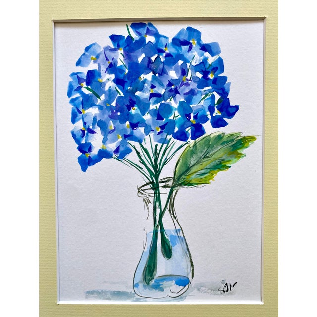 Botanical Watercolor in a vintage distressed painted wood frame. Image size if 5" x 7", matted to 11.5" x 13.5". Wired for...