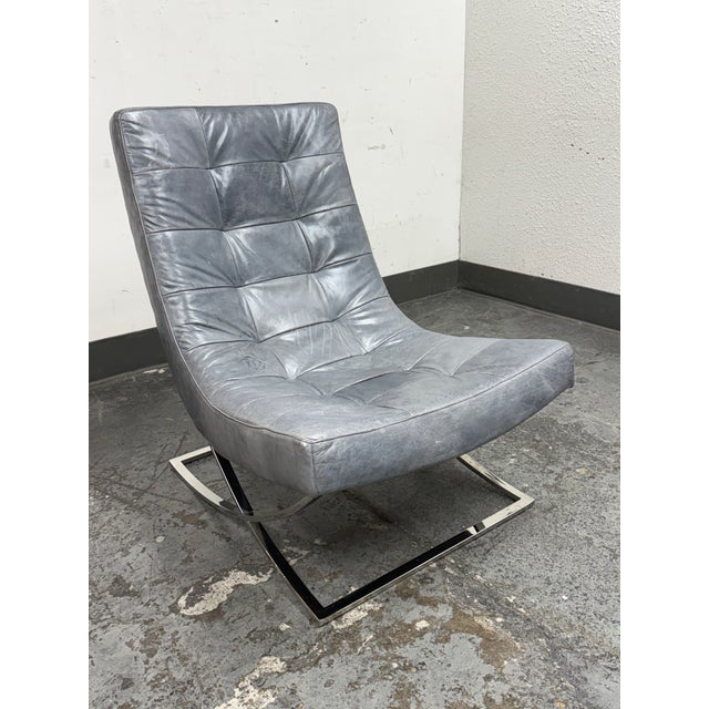 Contemporary Williams Sonoma Home James Leather Chair For Sale - Image 3 of 11
