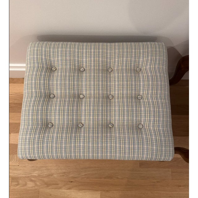 Baby Blue Vintage Ethan Allen French Country Ottomans - A Pair For Sale - Image 8 of 12