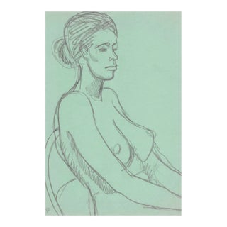 1980 James Bone Seated Female Nude Drawing For Sale