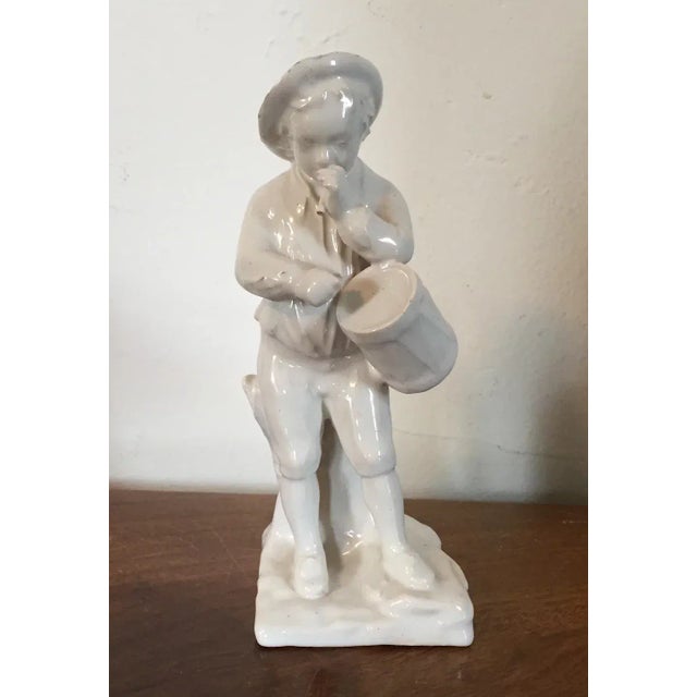 18th Century 18th Century English Staffordshire White Pearlware Figure of a Drummer or Musician For Sale - Image 5 of 11