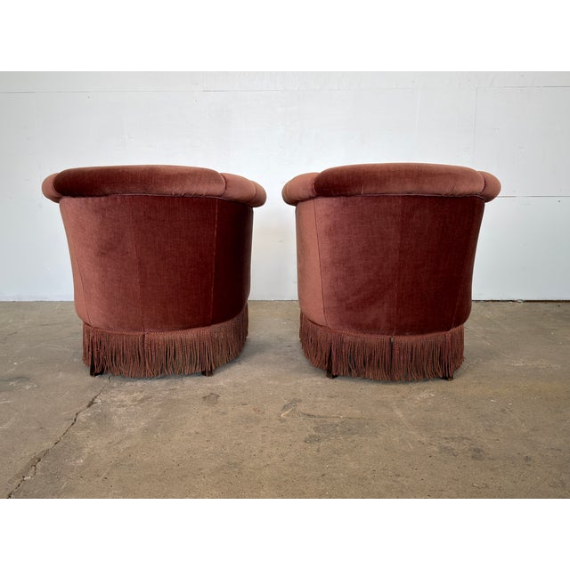 Mid-Century Modern Art Deco Danish Mohair Lounge Chairs with Channel Back, 1940s, Set of 2 For Sale - Image 3 of 9