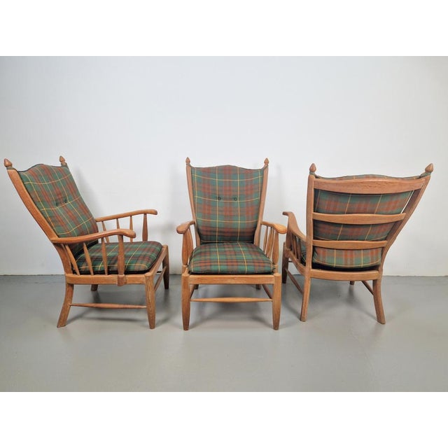 Vintage Scandinavian Beech High Back Armchairs, 1960s, Set of 3 For Sale - Image 14 of 15