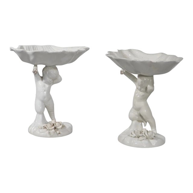 Pr. Ceramic Cupid Form Compotes Made in Italy For Sale