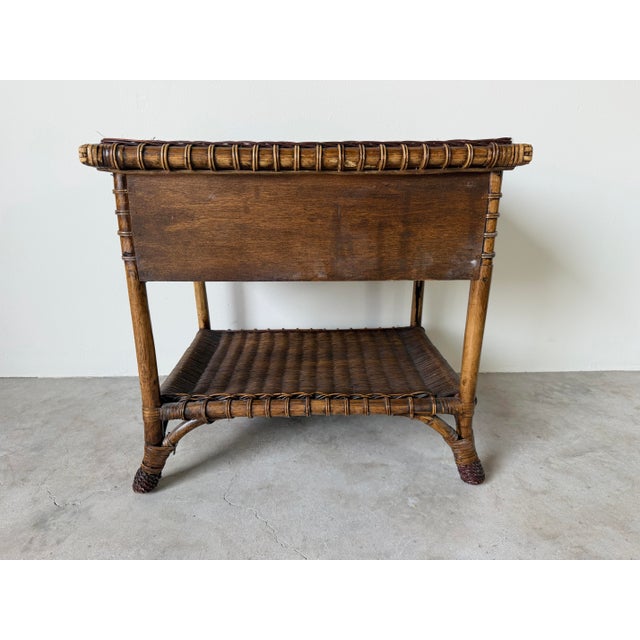 Vintage Coastal Organic Bamboo & Woven Wicker One-Drawer Nightstand For Sale - Image 12 of 12