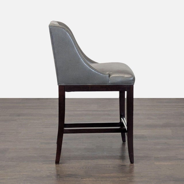 Leather and Wood Bar Stool For Sale - Image 4 of 8