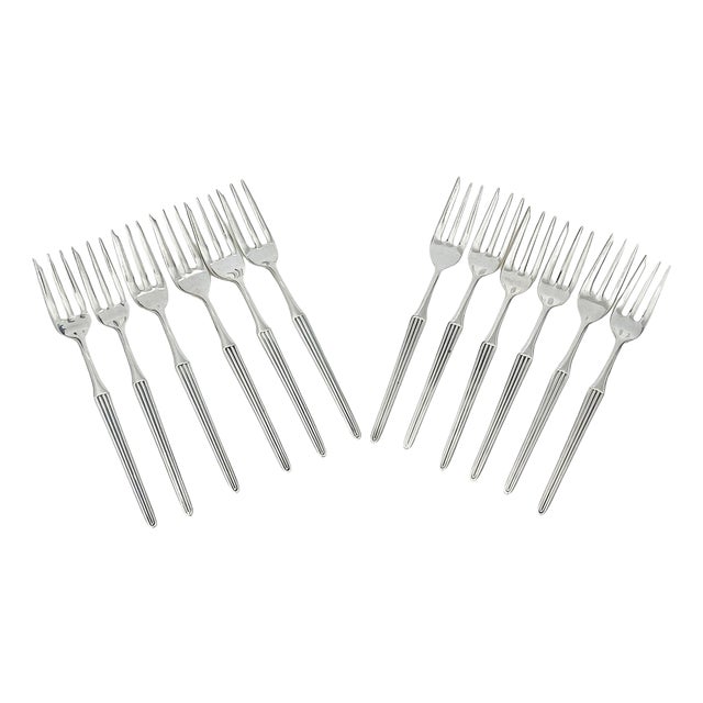 Dutch Silver Pastry Forks attributed to Gustav Beran for Van Kempen & Begeer, 1960s, Set of 12 For Sale