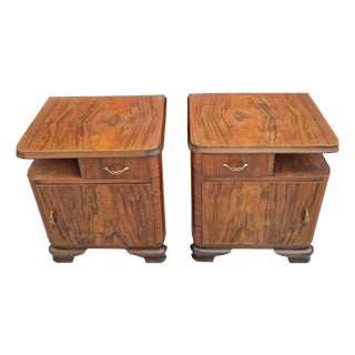 Art Deco Burl Bedside Tables, 1930, Set of 2 For Sale