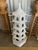 Stunning oversized Chinoiserie style, handmade white painted finish wicker pagoda shaped bird feeder, decorative object.