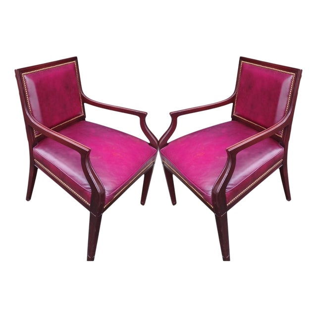 1980s Pair of Leather Armchairs by Hancock and Moore For Sale
