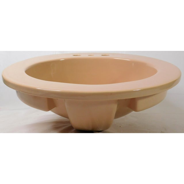 1970s Vintage Crane Vitreous China "Sun Tan" Drop-in Bathroom Sink For Sale - Image 4 of 15
