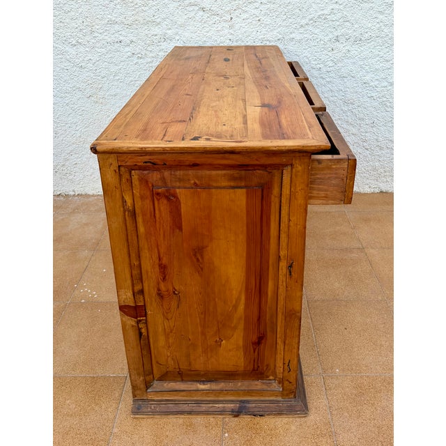 1960s Spanish Rustic Pine Sideboard With Lattice Doors and Iron Hardware For Sale - Image 10 of 10